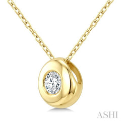 1/3 Ctw Bubble Bezel Set Round Cut Diamond Fashion Pendant With Chain in 14K Yellow Gold
