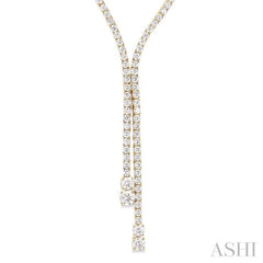 9.00 Ctw Y-Split Round Cut Diamond Lariat Necklace in 14K Yellow Gold