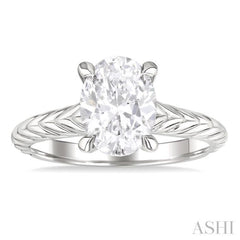 1/20 ctw Akari Oval Shape Round Cut Diamond Semi Mount Engagement Ring in 14K White Gold