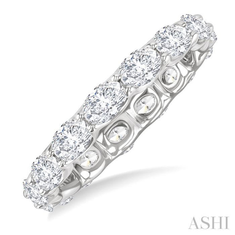 2 1/6 Ctw East-West Set Oval Cut Diamond Eternity Wedding Band in 14K White Gold