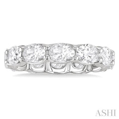 3 3/4 ctw East-West Set Oval Cut Diamond Eternity Wedding Band in 14K White Gold