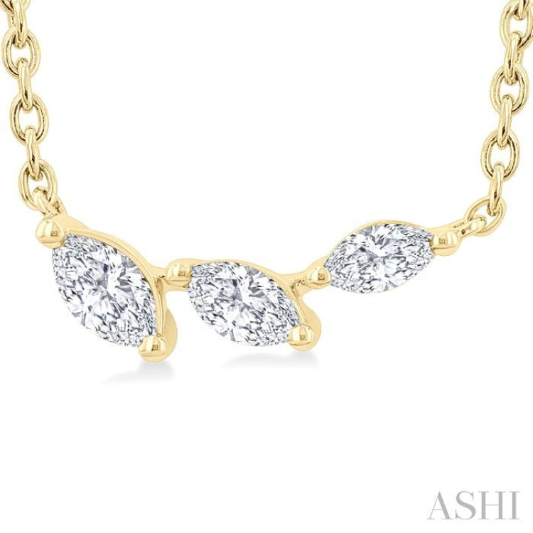1/6 Ctw Graduated Marquise Cut Diamond Fashion Necklace in 14K Yellow Gold