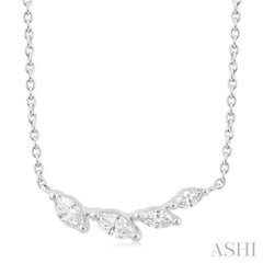 1/4 Ctw Graduated Marquise Cut Diamond Fashion Necklace in 14K White Gold