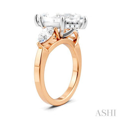 1 Ctw Tri-Mount Marquise Shape Center Pear and Round Cut Diamond Semi Mount Engagement Ring in 14K Rose and White Gold