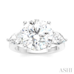 1 Ctw Tri-Mount Circular Shape Center Pear and Round Cut Diamond Semi Mount Engagement Ring in 14K White Gold