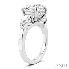 1 Ctw Tri-Mount Circular Shape Center Pear and Round Cut Diamond Semi Mount Engagement Ring in 14K White Gold