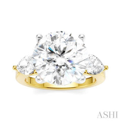 1 Ctw Tri-Mount Circular Shape Center Pear and Round Cut Diamond Semi Mount Engagement Ring in 14K Yellow and White Gold