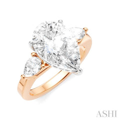 1/2 Ctw Tri-Mount Centerpiece Pear and Round Cut Diamond Semi Mount Engagement Ring in 14K Rose and White Gold