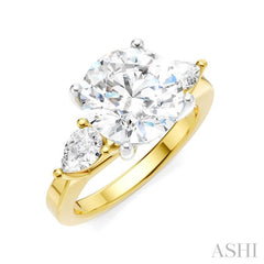 1/2 Ctw Tri-Mount Circular Shape Center Pear and Round Cut Diamond Semi Mount Engagement Ring in 14K Yellow and White Gold