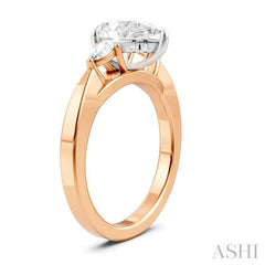1/4 Ctw Tri-Mount Centerpiece Pear and Round Cut Diamond Semi Mount Engagement Ring in 14K Rose and White Gold