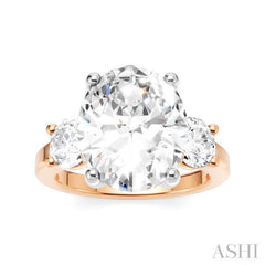1 Ctw Tri-Mount Past, Present and Future Oval Shape Center Round Cut Diamond Semi Mount Engagement Ring in 14K Rose and White Gold