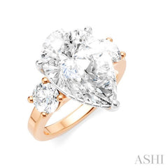 1 Ctw Tri-Mount Pear Shape Round Cut Diamond Semi Mount Engagement Ring in 14K Rose and White Gold