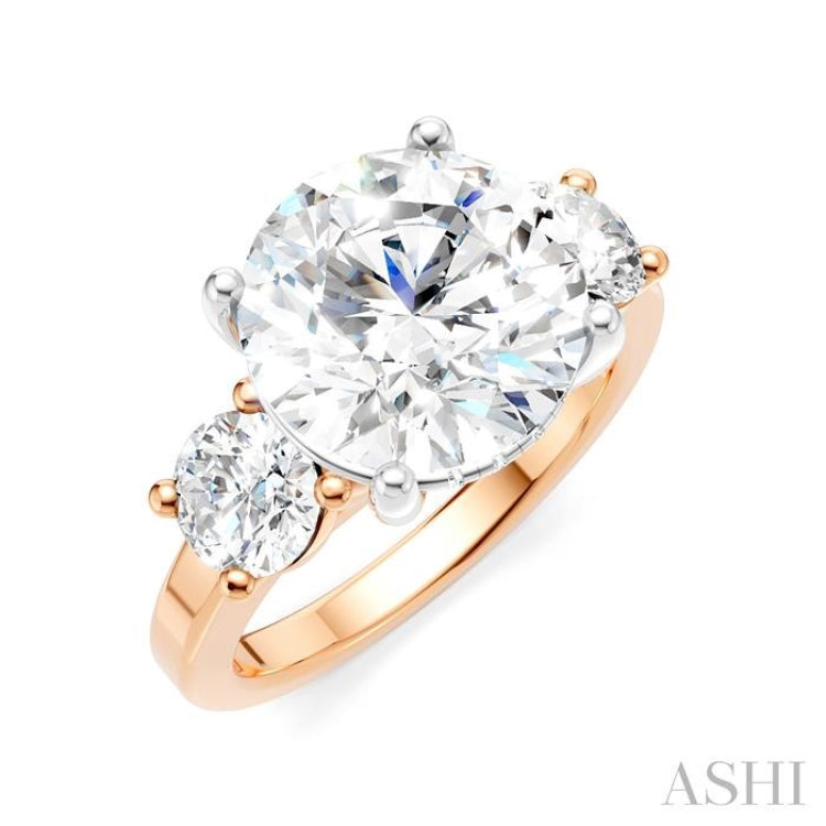 1 Ctw Tri-Mount Past, Present and Future Round Cut Diamond Semi Mount Engagement Ring in 14K Rose and White Gold