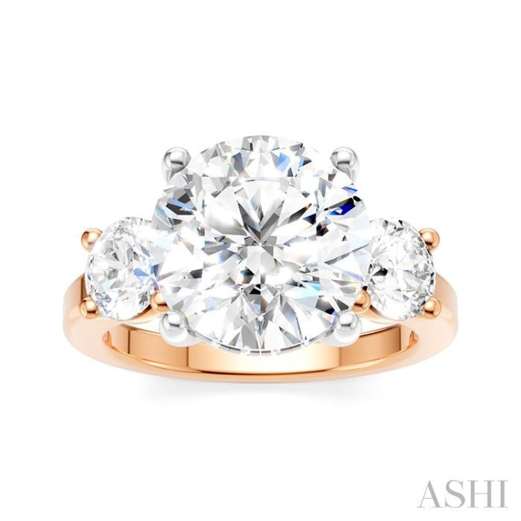 1 Ctw Tri-Mount Past, Present and Future Round Cut Diamond Semi Mount Engagement Ring in 14K Rose and White Gold