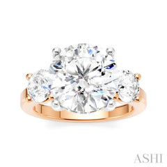 1 Ctw Tri-Mount Past, Present and Future Round Cut Diamond Semi Mount Engagement Ring in 14K Rose and White Gold