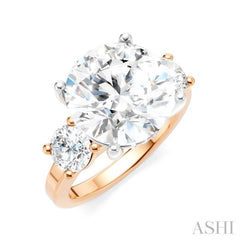 1 Ctw Tri-Mount Past, Present and Future Round Cut Diamond Semi Mount Engagement Ring in 14K Rose and White Gold