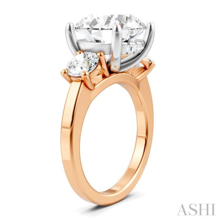 1 Ctw Tri-Mount Past, Present and Future Round Cut Diamond Semi Mount Engagement Ring in 14K Rose and White Gold