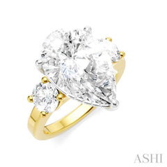 1 Ctw Tri-Mount Pear Shape Round Cut Diamond Semi Mount Engagement Ring in 14K Yellow and White Gold