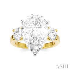 1 Ctw Tri-Mount Pear Shape Round Cut Diamond Semi Mount Engagement Ring in 14K Yellow and White Gold