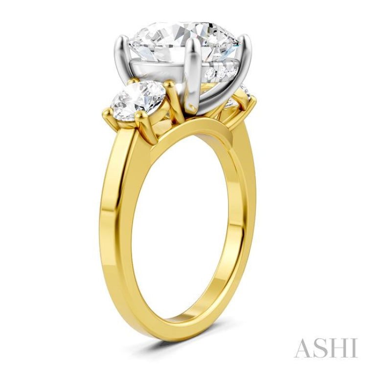 1 Ctw Tri-Mount Past, Present and Future Round Cut Diamond Semi Mount Engagement Ring in 14K Yellow and White Gold