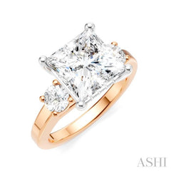 1/2 Ctw Tri-Mount Princess Shape Round Cut Diamond Semi Mount Engagement Ring in 14K Rose and White Gold