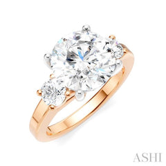 1/2 Ctw Tri-Mount Past, Present and Future Round Cut Diamond Semi Mount Engagement Ring in 14K Rose and White Gold
