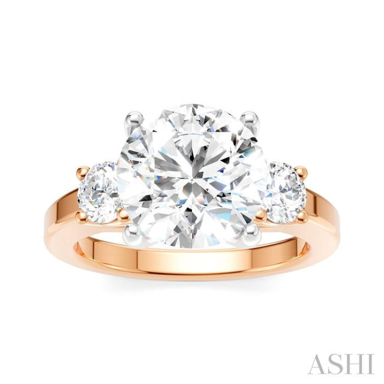 1/2 Ctw Tri-Mount Past, Present and Future Round Cut Diamond Semi Mount Engagement Ring in 14K Rose and White Gold