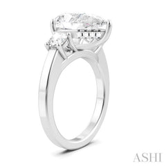 1/2 Ctw Tri-Mount Pear Shape Round Cut Diamond Semi Mount Engagement Ring in 14K White Gold