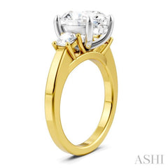 1/2 Ctw Tri-Mount Past, Present and Future Oval Shape Center Round Cut Diamond Semi Mount Engagement Ring in 14K Yellow and White Gold