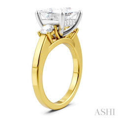 1/2 Ctw Tri-Mount Princess Shape Round Cut Diamond Semi Mount Engagement Ring in 14K Yellow and White Gold