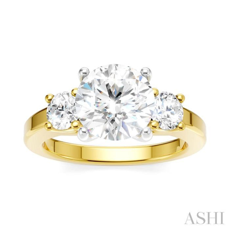 1/2 Ctw Tri-Mount Past, Present and Future Round Cut Diamond Semi Mount Engagement Ring in 14K Yellow and White Gold