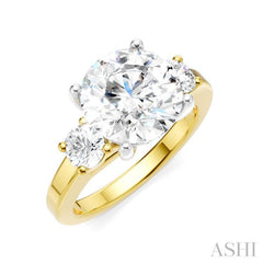 1/2 Ctw Tri-Mount Past, Present and Future Round Cut Diamond Semi Mount Engagement Ring in 14K Yellow and White Gold