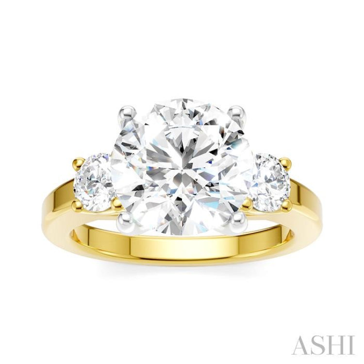 1/2 Ctw Tri-Mount Past, Present and Future Round Cut Diamond Semi Mount Engagement Ring in 14K Yellow and White Gold