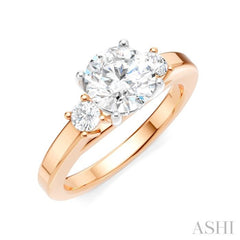 1/4 Ctw Tri-Mount Past, Present and Future Round Cut Diamond Semi Mount Engagement Ring in 14K Rose and White Gold