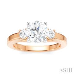 1/4 Ctw Tri-Mount Past, Present and Future Round Cut Diamond Semi Mount Engagement Ring in 14K Rose and White Gold
