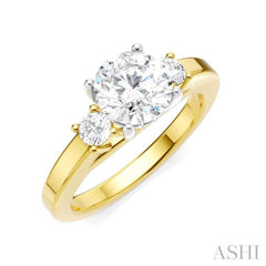 1/4 Ctw Tri-Mount Past, Present and Future Round Cut Diamond Semi Mount Engagement Ring in 14K Yellow and White Gold