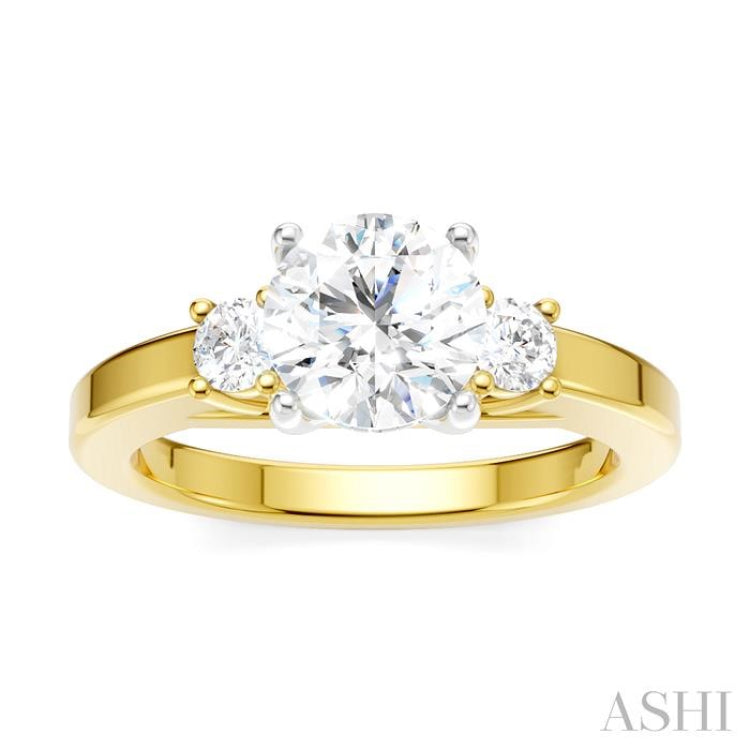 1/4 Ctw Tri-Mount Past, Present and Future Round Cut Diamond Semi Mount Engagement Ring in 14K Yellow and White Gold