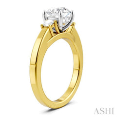 1/4 Ctw Tri-Mount Past, Present and Future Round Cut Diamond Semi Mount Engagement Ring in 14K Yellow and White Gold