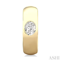 1/3 ctw Bezel Set Oval Cut Diamond Fashion Huggie Earrings in 14K Yellow Gold