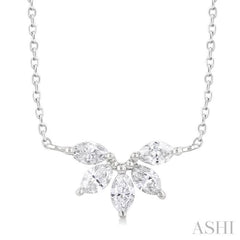 1/3 Ctw Semi-Circle Chevron Marquise Cut Diamond Fashion Necklace in 14K White Gold