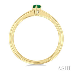 5x3 MM Pear shape Emerald Precious Solitaire Ring in 14K Yellow Gold