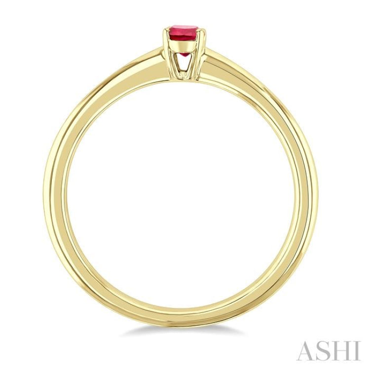 5x3 MM Oval Shape Ruby Precious Solitaire Ring in 14K Yellow Gold