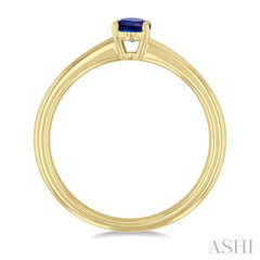 6x4 MM Oval Shape Sapphire Precious Solitaire Ring in 14K Yellow Gold