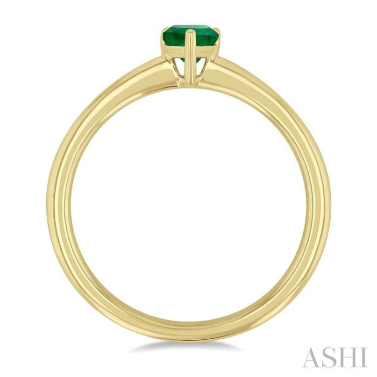 6x4 MM Pear Shape Emerald Precious Solitaire Ring in 14K Yellow Gold