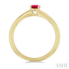 6x4 MM Oval Shape Ruby Precious Solitaire Ring in 14K Yellow Gold