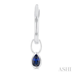 5x3 MM Bezel Set Pear Cut Sapphire Precious Fashion Huggie Earrings in 14K White Gold