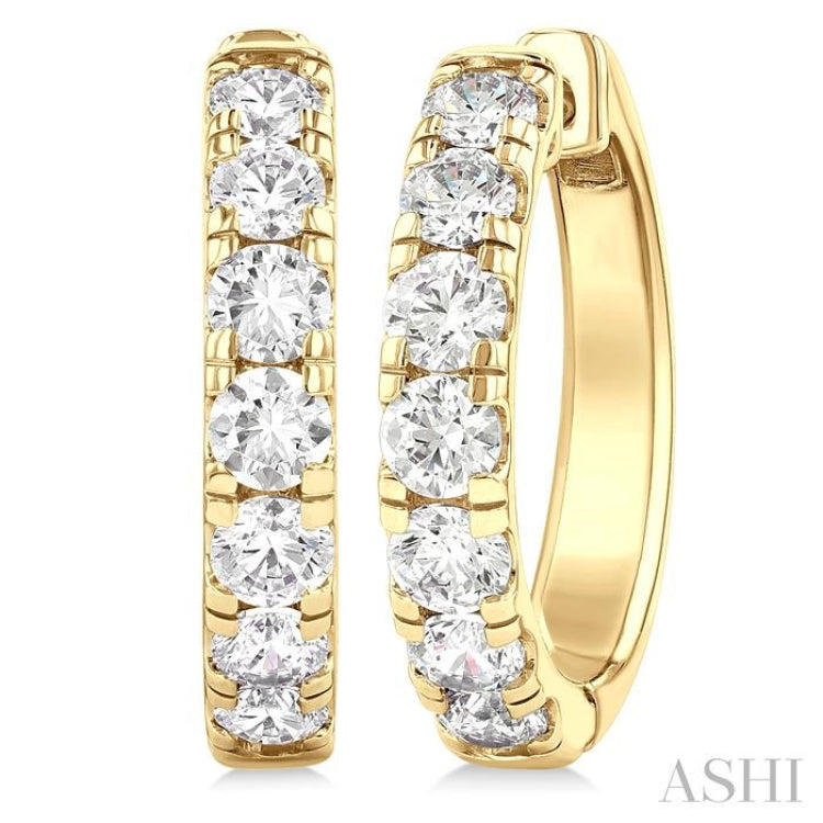 2.00CTRDDM ROUND DM HOOP ER YG 14K-G*