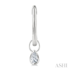 1/3 Ctw Bezel Set Pear Cut Diamond Huggie Earrings in 14K White Gold