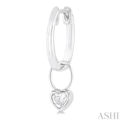 1/3 ctw Bezel Set Heart Cut Diamond Huggie Earrings in 10K White Gold