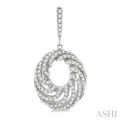 1 Ctw Open Window Swirl Circle Round Cut Diamond Fashion Earrings in 14K White Gold